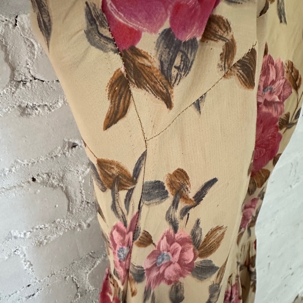 Vintage Dorothy Schoelen Designs Floral Midi Dress w/ Pockets Size 4 - Picture 2 of 12